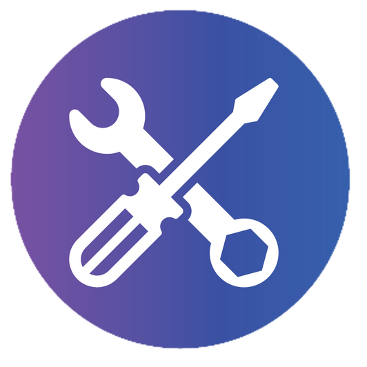 Comprehensive Support Criss-crossed Tools Icon (a wrench and screw driver)